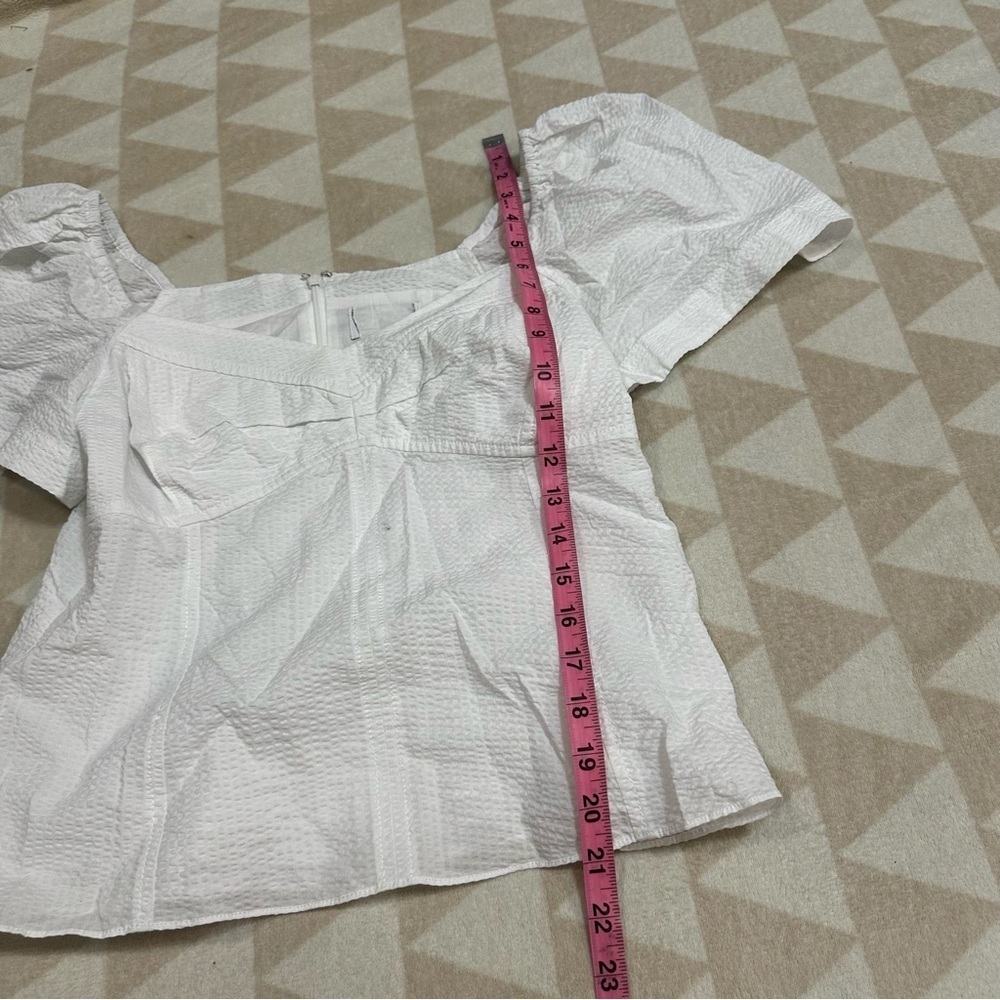 Tanya Taylor sweetheart puff sleeve blouse white - Picture 3 of 4
